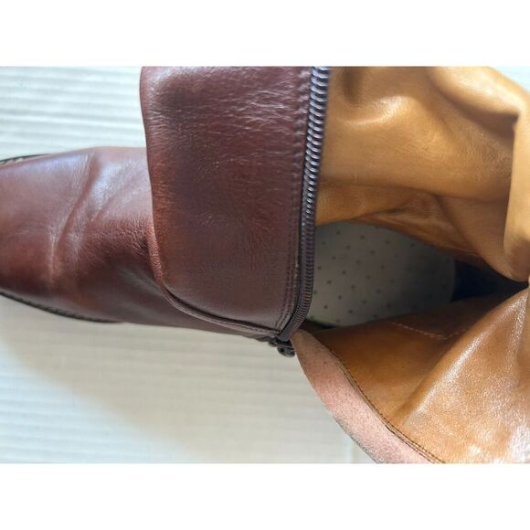 Fatte a mano Cognac Brown Leather Riding Boots Size 38.5 Made In Italy 8 - Picture 3 of 14